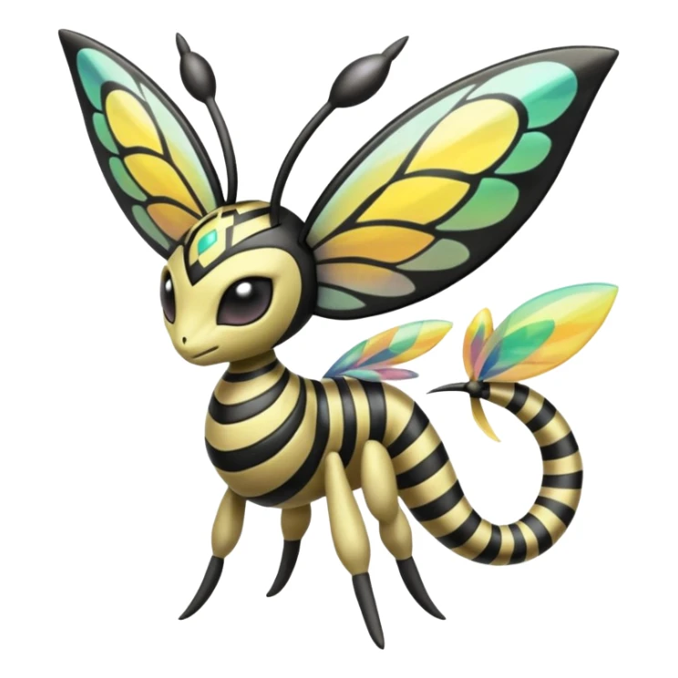 zig-zag-patterned tribal tropical hot spotted striped Meloetta-Beedrill-Giratina-Noibat-Pokémon-Fakémon-fusion-hybrid-creature sticker