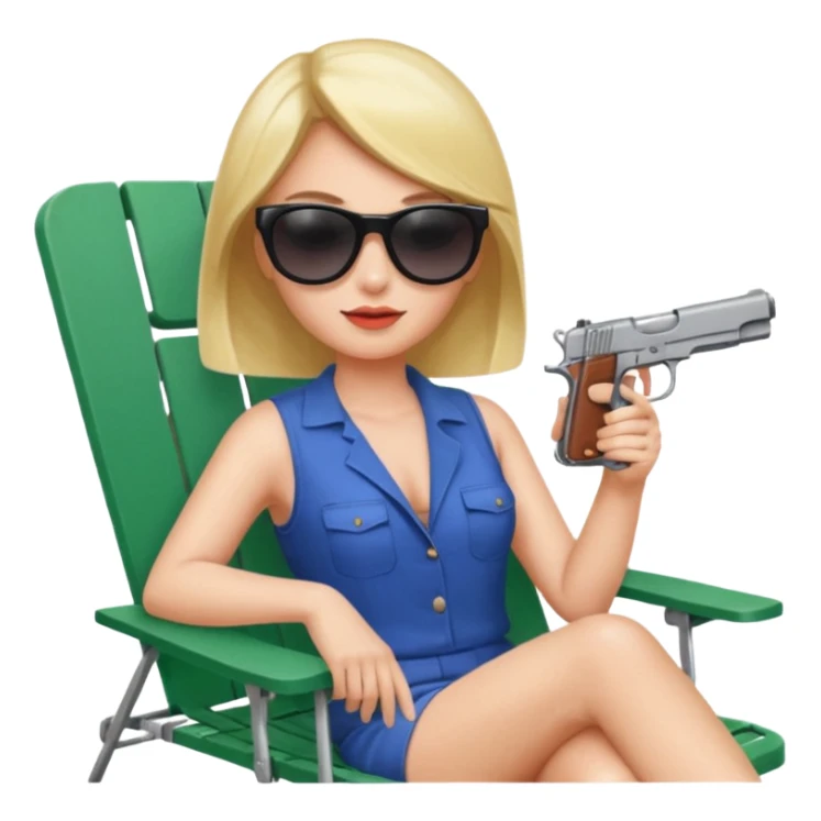 lady in a lawn chair with a gun sticker