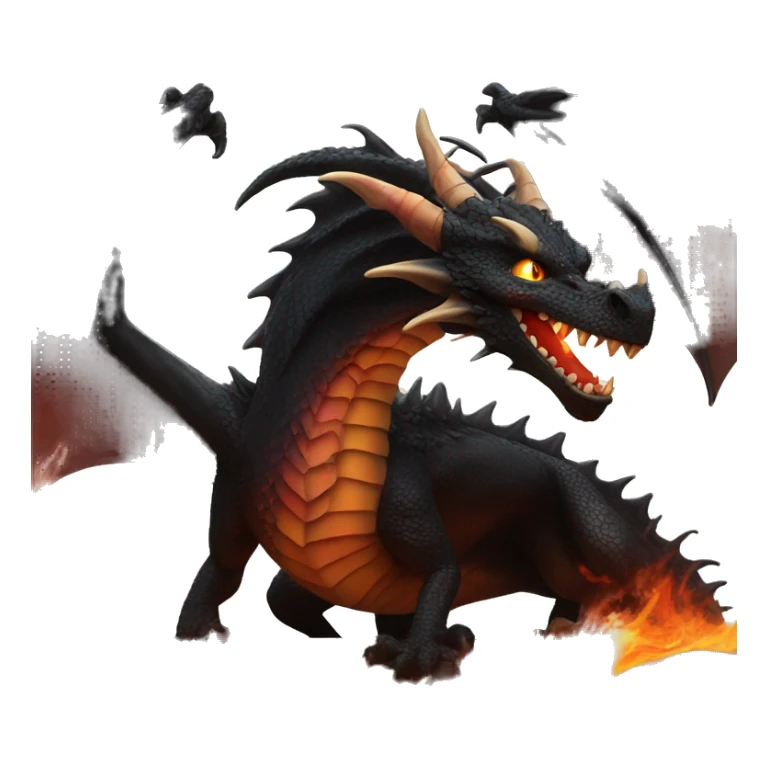 Black dragon with fire from mouth creating a beautiful scene sticker