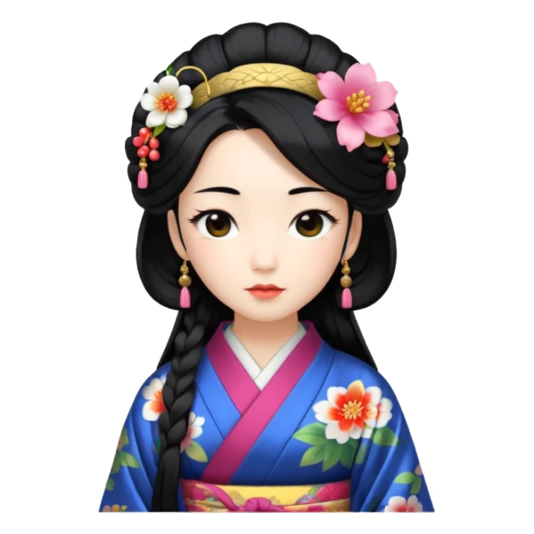 Japanese Princess with floral hairpin sticker