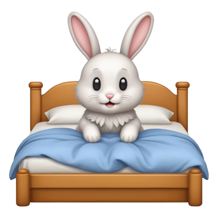 cartoon rabbit jumps out of bed sticker