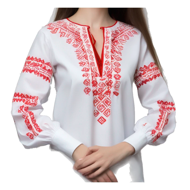 Long sleeve Blouse vyshyvanka, white with red embodiary on sleeves sticker