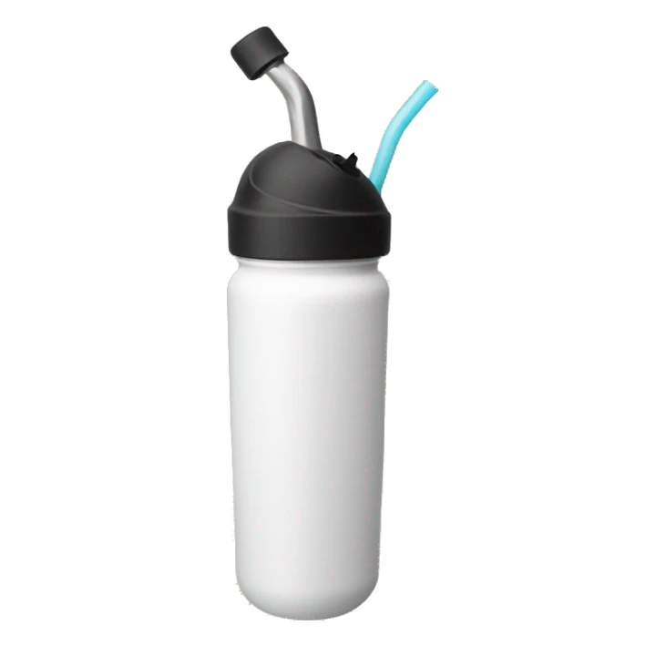 Black reusable metal water bottle with straw sticker