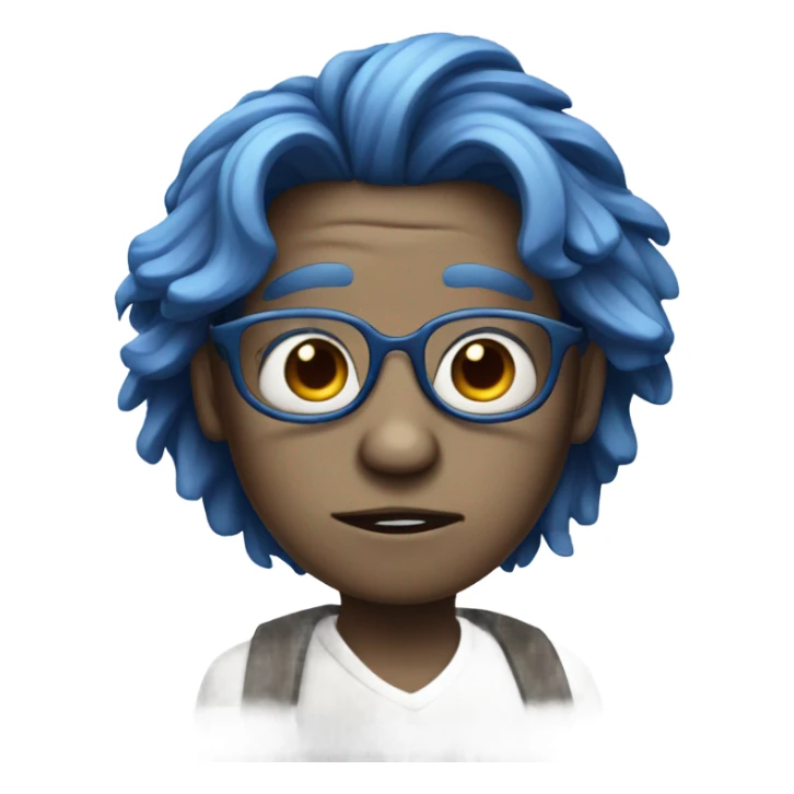 sadness Inside Out with glasses blue skin and hair  sticker