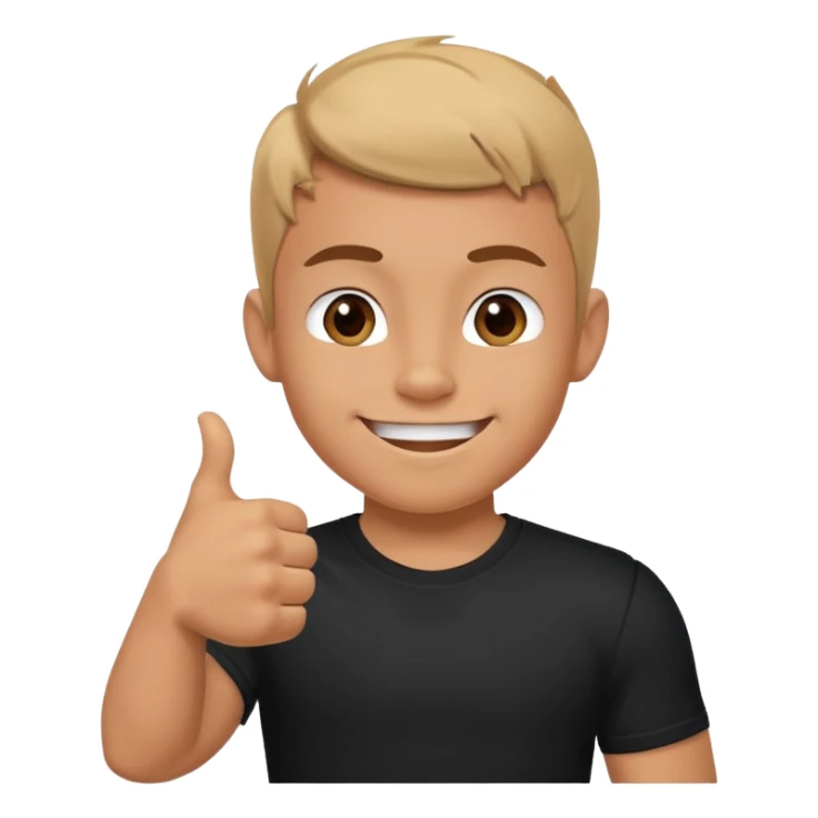 HAPPY MUSCULAR YOUNG BOY IN BLACK T SHIRT WITH THUMB UP  sticker