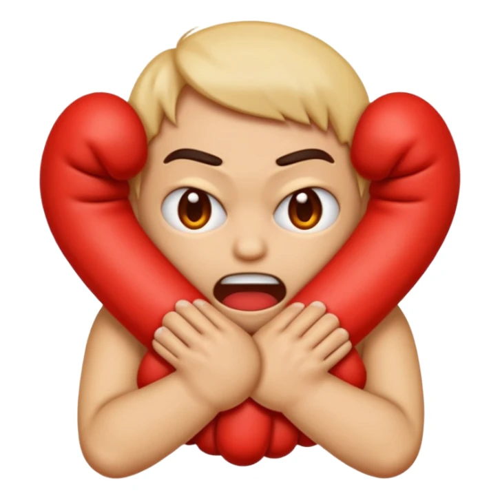 An emoji with their fingers wrapped around their neck and squeezing they looked mad sticker