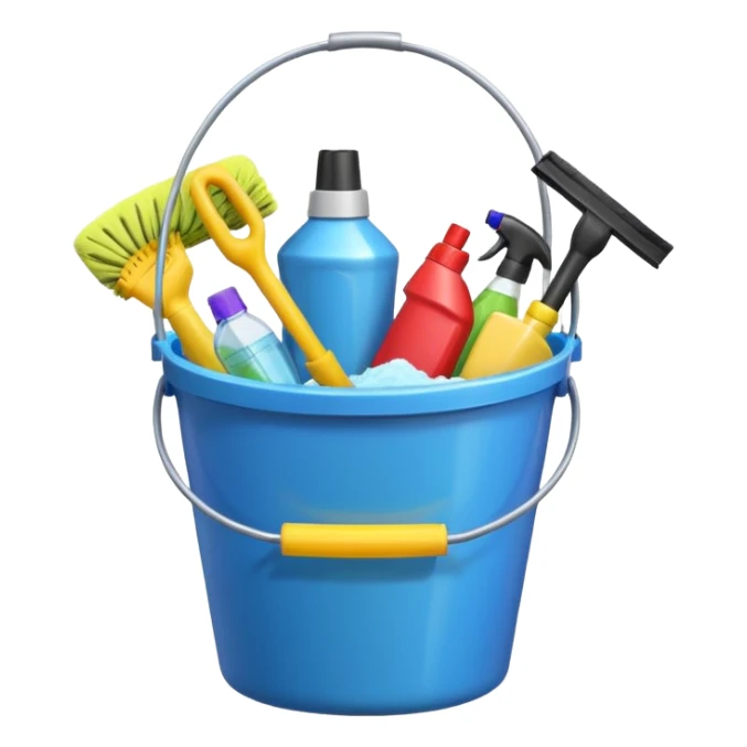 one bucket with cleaning equipment sticker