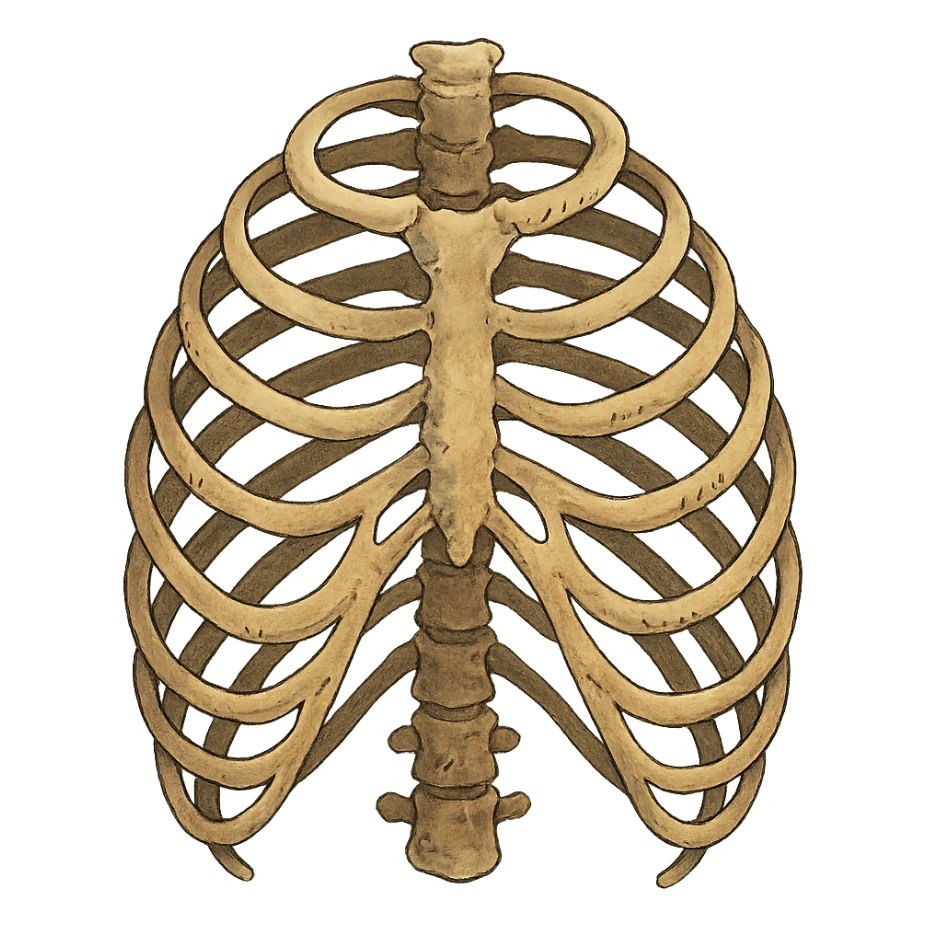ghibli style skeleton ribs without head, no background sticker