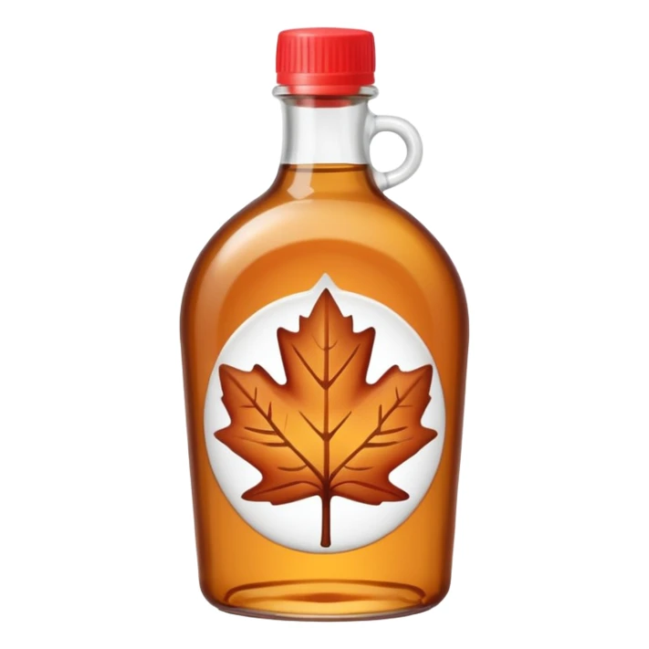 Cute plastic bottle of maple syrup without maple leaves sticker