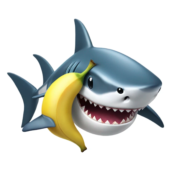 Shark swimming trying to catch banana sticker