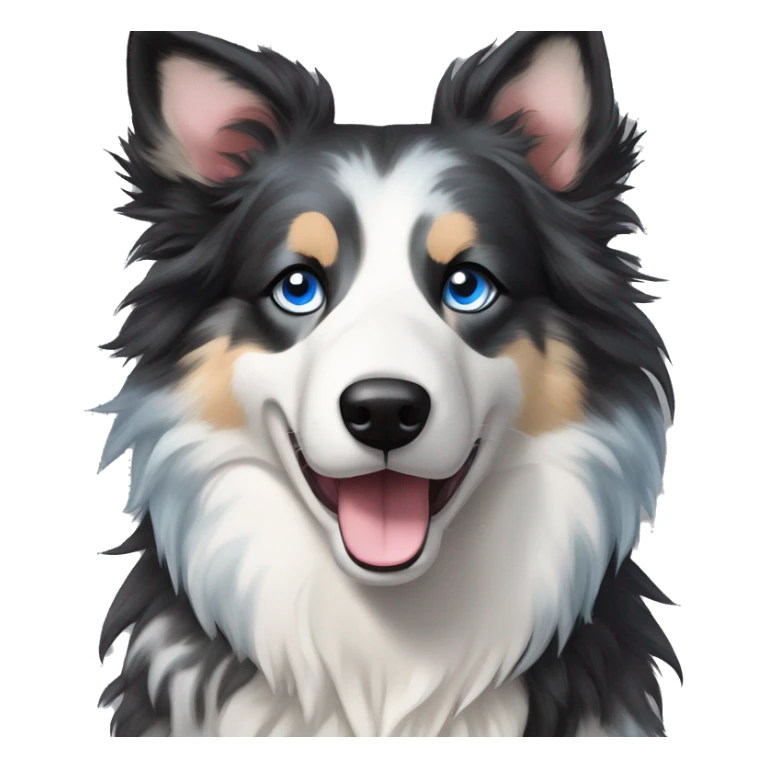  Black spotted brindle fluffy collie husky lurcher fox blue eyes fluffy ears and holographic harness running sticker