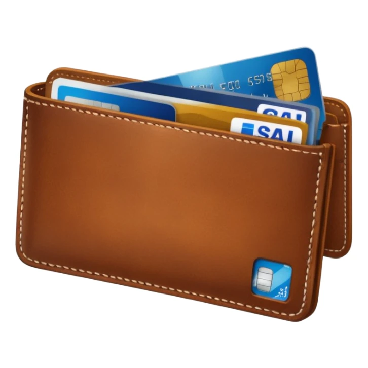 portefeuille marron avec billet et carte bancaire sticker