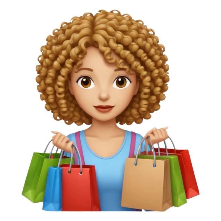 woman with curly hair shopping sticker