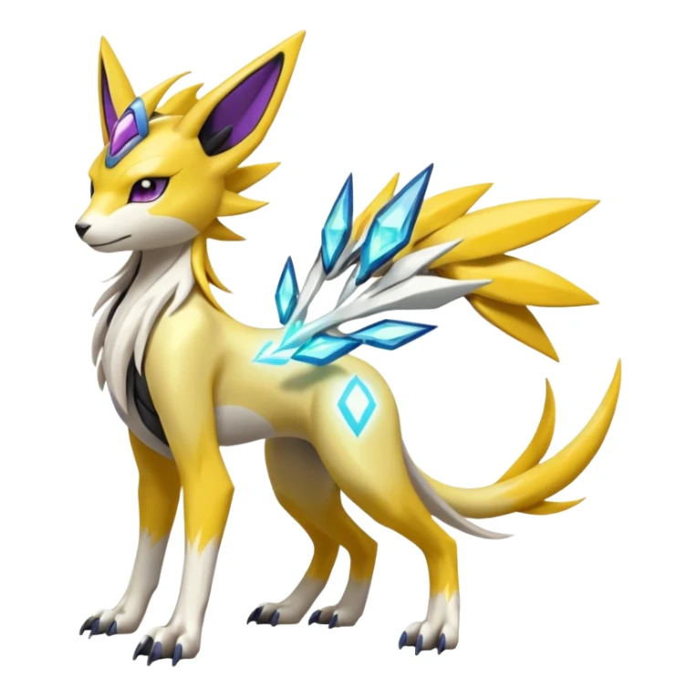 Colorful Futuristic Meloetta-Renamon-Manectric-Solgaleo-Raikou-Pokémon-Digimon-Fakémon-fusion-hybrid-creature sticker