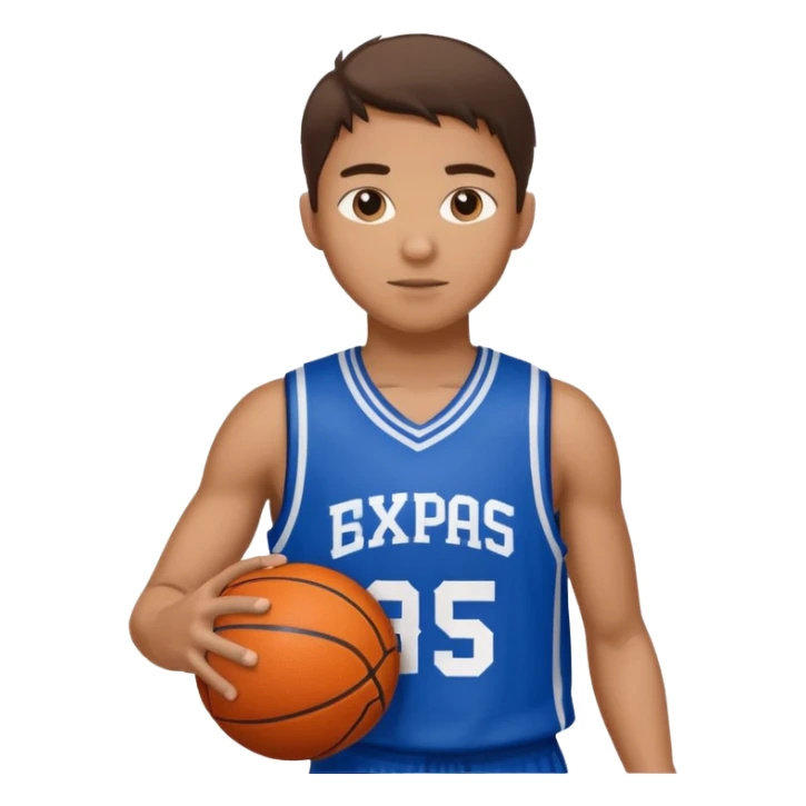 Giocatore basket con il pallone con il numero 35 e completino azzurro e bianco sticker