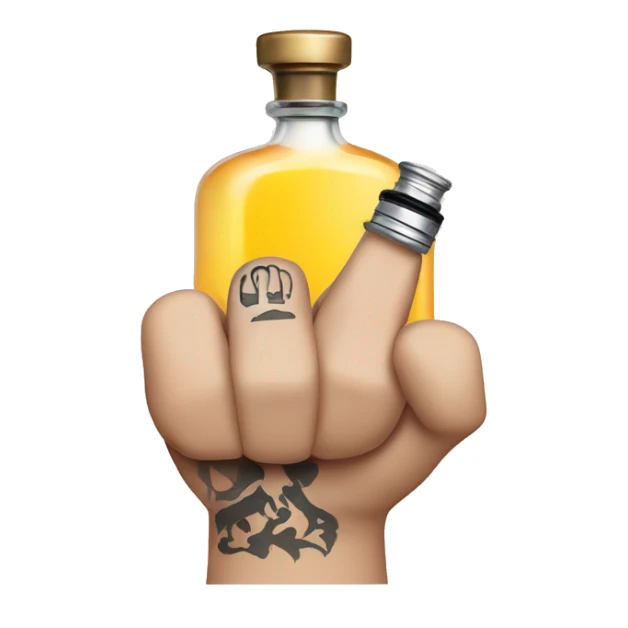 Fist holding a cologne bottle with diesel tattooed on the fingers sticker