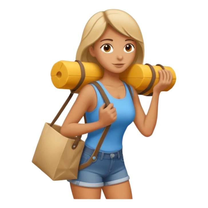 woman carrying something heavy on her back sticker