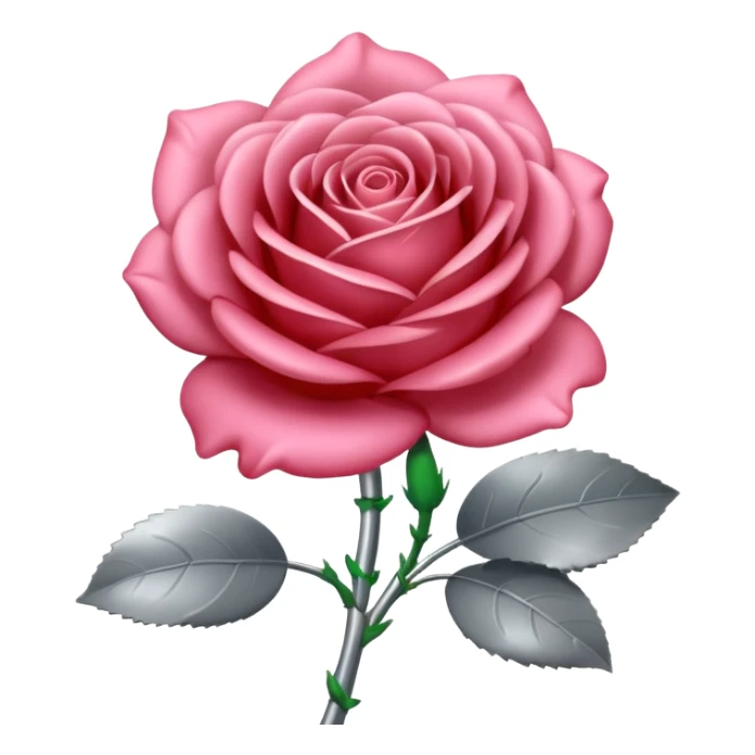 gray metal chrome rose, without green leaves, just flower sticker