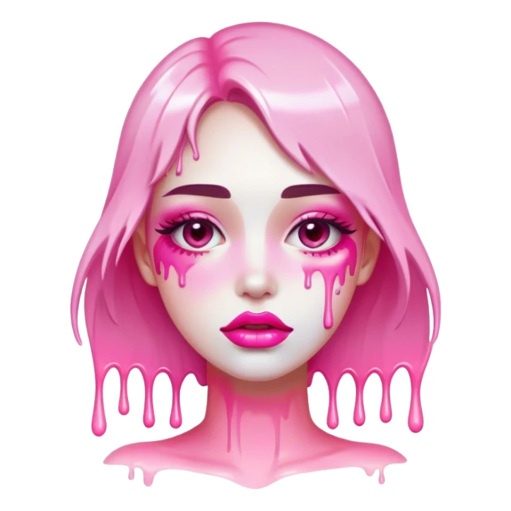 White paint dripping from pink ombre glossy lips sticker
