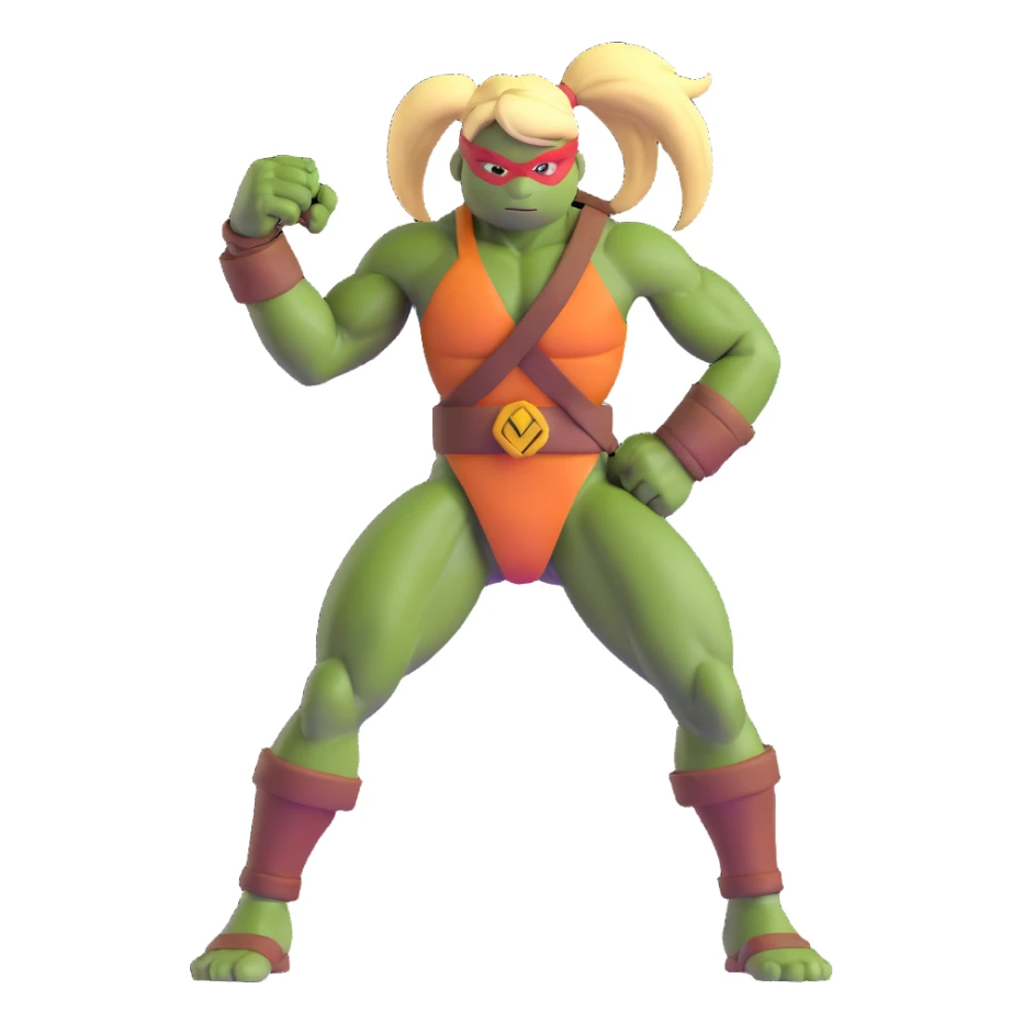 Hun from TMNT, large muscular gang leader with blonde ponytail sticker