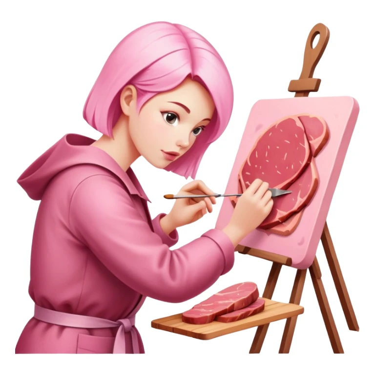 pink artist painting a SPAM meat abstract landscape  sticker