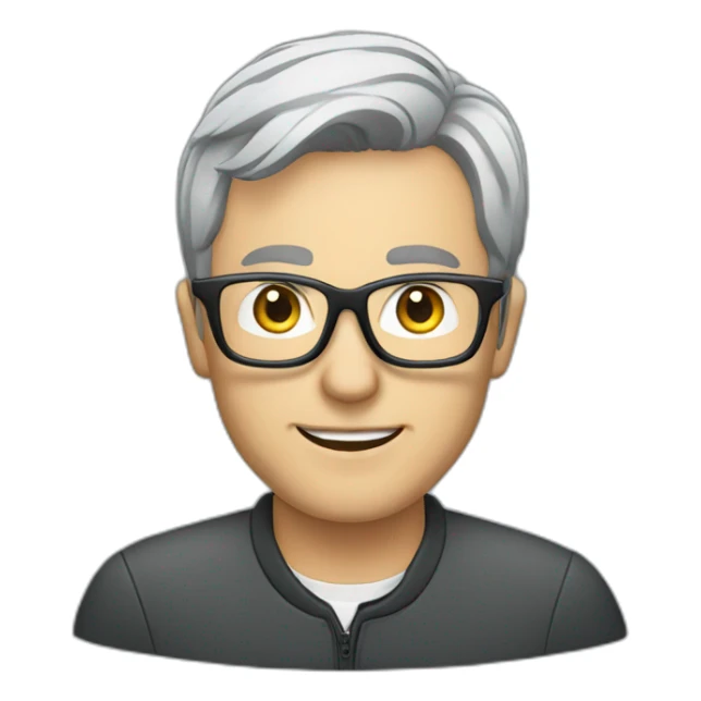 Motorsport Moderator with Dark grey hair and glasses sticker