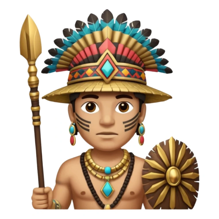 Hombre con un cuerpo de azteca con gorro azteca y lanza y collares  sticker