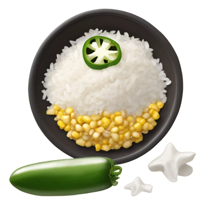 white rice black beans corn jalapeños green peppers mushrooms lettuce and sour cream bowl sticker