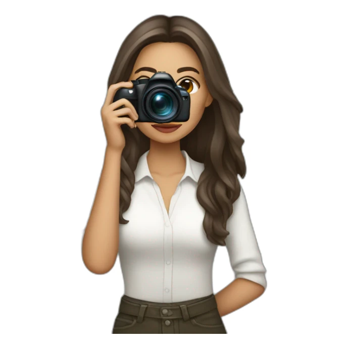 Latin Female photographer taking a picture light skinned long hair sticker