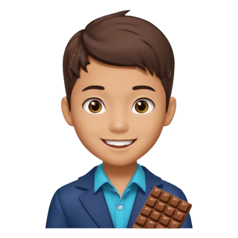 a pretty male bratz asian boy smiling with chocolates with middle part hair sticker