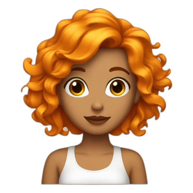 chica con cabello color naranja, cabello rizado, y fotografa sticker