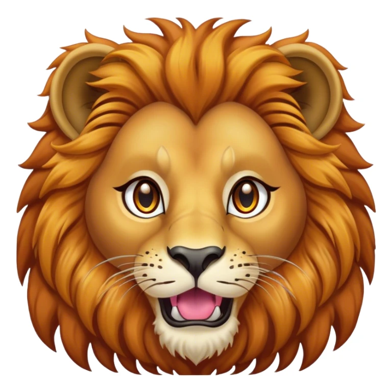 Cinematic Comical Lion Portrait Emoji, Head tilted dramatically with an exaggeratedly amused expression, featuring a striking tawny Fur with a flamboyant mane and wide, expressive amber eyes filled with playful disbelief, Simplified yet hilariously expressive features, highly detailed, glowing with a slightly sassy glow, high shine, dramatic yet playful, stylized with an air of cheeky jungle mischief, bright and endearing, soft glowing outline, capturing the essence of a spirited and over-the-top lion, so meme-worthy it feels like it could roar its way into internet fame instantly! sticker