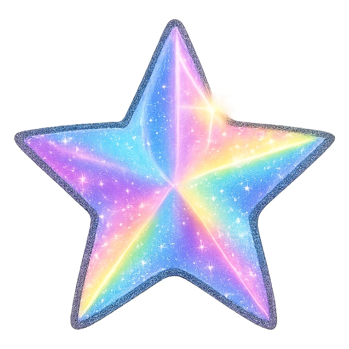 tiny star with a holographic rainbow, glamorous and stylish, no background sticker