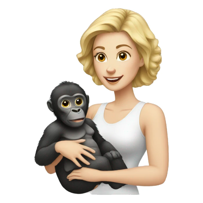 a white woman with a baby gorilla sticker