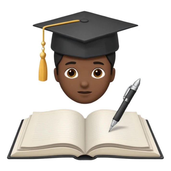 "A white open book,The pen should be positioned as placed exactly in the center between the pages.  if held by a right-handed person - meaning the direction is reversed compared to a left-handed grip. The pen should be uncapped, and the cap placed behind it." sticker