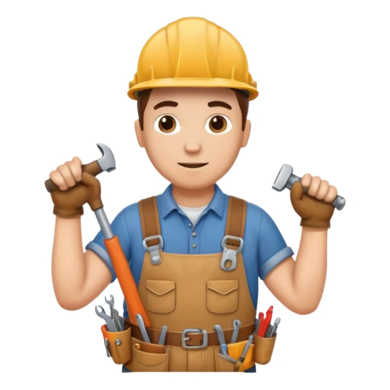 a handyman holding a wrench in this right hand and a hammer in his left hand sticker