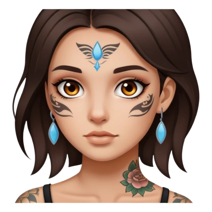 face tattooed brunette girl sticker