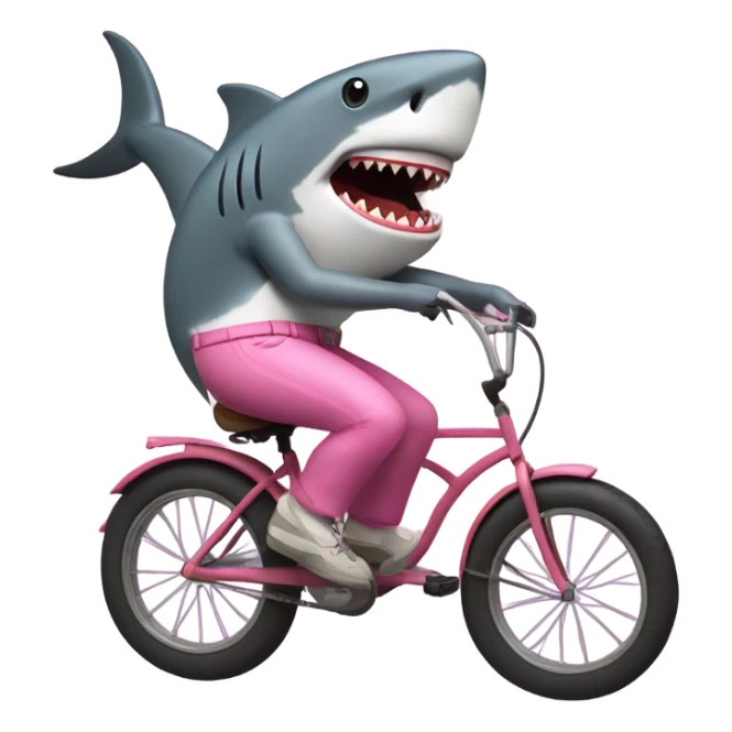 a shark riding a bike wearing pink pants and smoking a cigarette  sticker