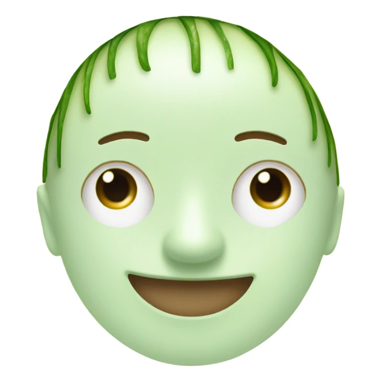 emoji face smiling without teet, eith white skincare facemask and cucumber slices in eyes sticker