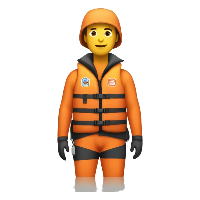 person wearing an orange kayaking lifejacket sticker