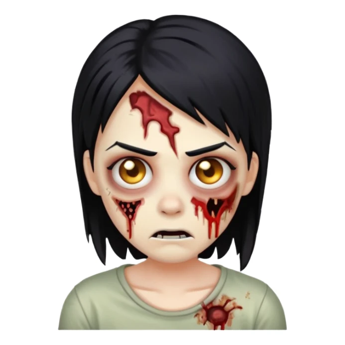 faca o icon de um zombie c cabelo preto e a parte lateral no degrade loiro sticker