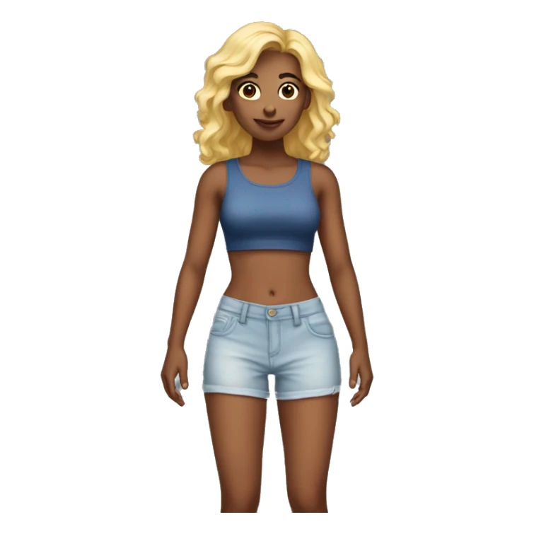 a girl without crop top and shorts sticker