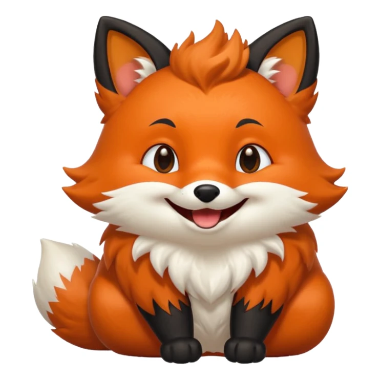 Floofy the Creampuff fox blackish away laughing, chubby. Black paws orange color sticker