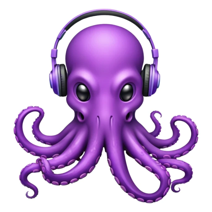 Purple octopus wearing headphones   sticker