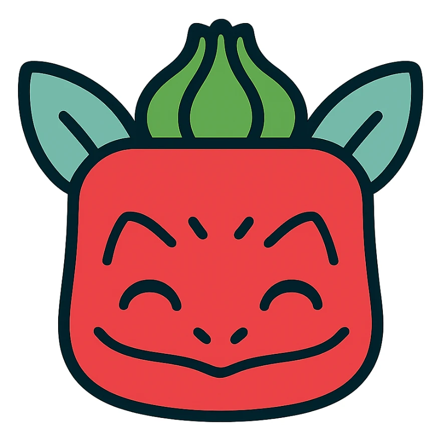 Remove the music note, keep only Bulbasaur in the style of the rednote app icon, modern with a red color palette, no background. sticker
