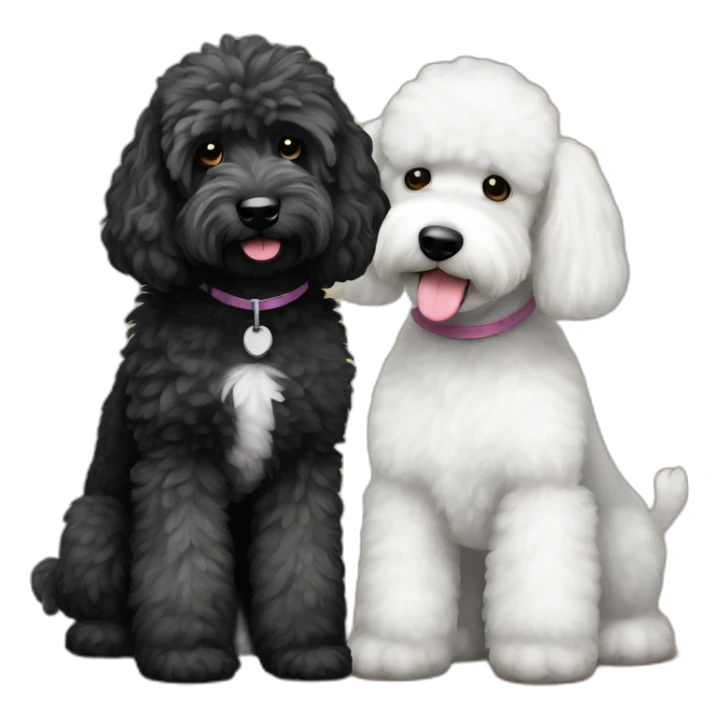 Black goldendoodle and white poodle best friends sticker