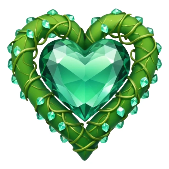 Crystals wrapped in vine in the shape of a heart sticker