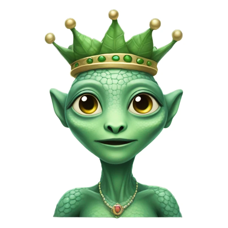 Pregnant reptilian alien woman, full body, have a crown sticker