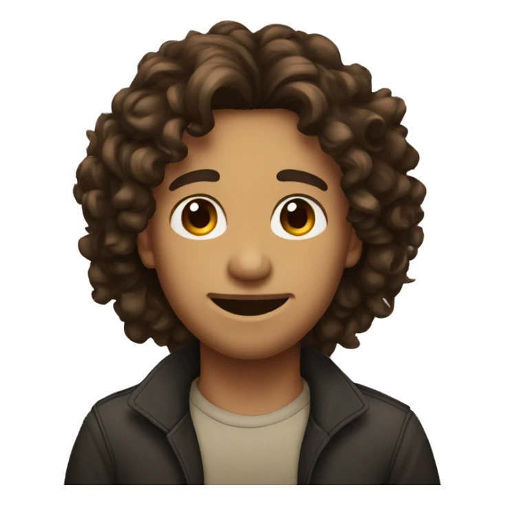 Male Brown face with black long curly hair  sticker