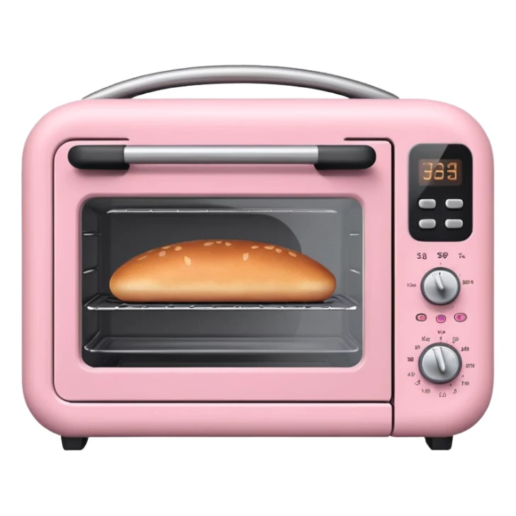 Cute emoji-style Ninja Combi countertop oven, pastel pink appliance, rounded edges, soft highlights, simple shadows, modern kitchen gadget aesthetic, realistic, centered, white background sticker